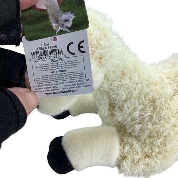 Aurora Realistic Llama Alpaca Plush Stuffed Animal Laying Lying Down NWT Cream - Picture 4 of 10